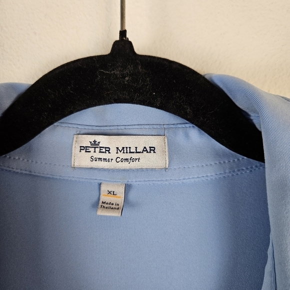 Peter Millar Summer Comfort USGA Short Sleeve Solid Sky Blue Polo Knit Shirt XL - Picture 3 of 9